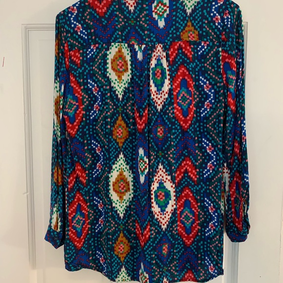 Maeve Anthropologie Topoxte Drop Waist Ikat Blouse -size 2 - Picture 2 of 4